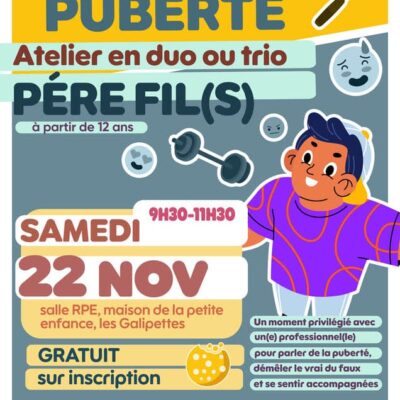 Atelier Kiffe ta puberté père fils – 22 novembre à 09h30